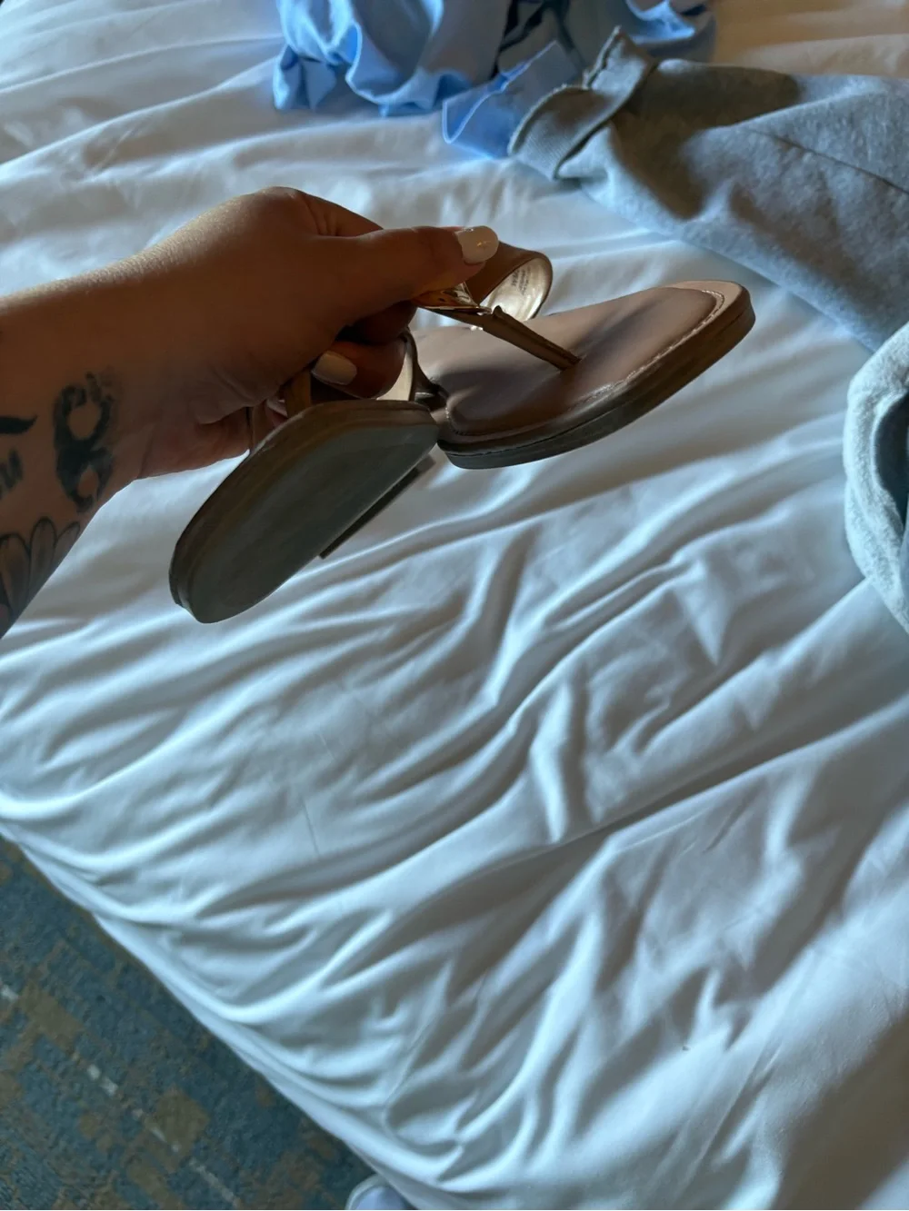 DV by Dolce Vita Tan Toe-Post Sandals with Gold Accent